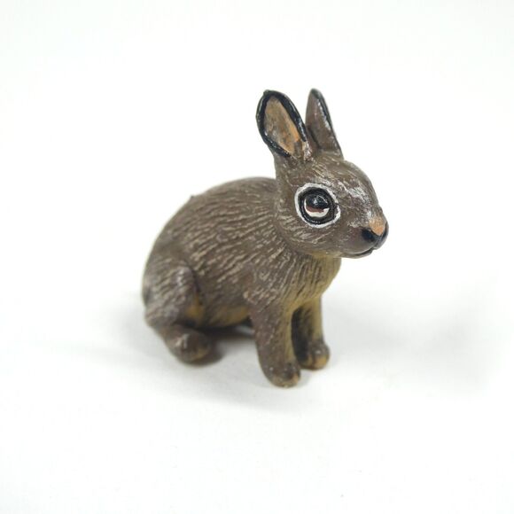 Miniature Rabbit Figurine Cold Painted Metal 1" Small Hare Bunny Realistic Bergm - Picture 2 of 8